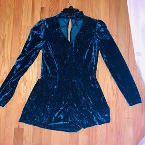 Dark teal velvet Bebop romper size M